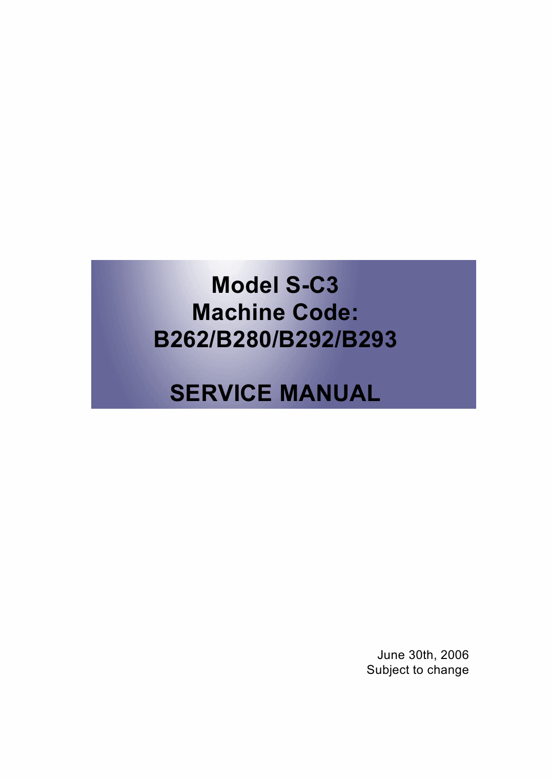 RICOH Aficio MP-161LN MP161L MP161 B262 B280 B292 B293 Service Manual-1